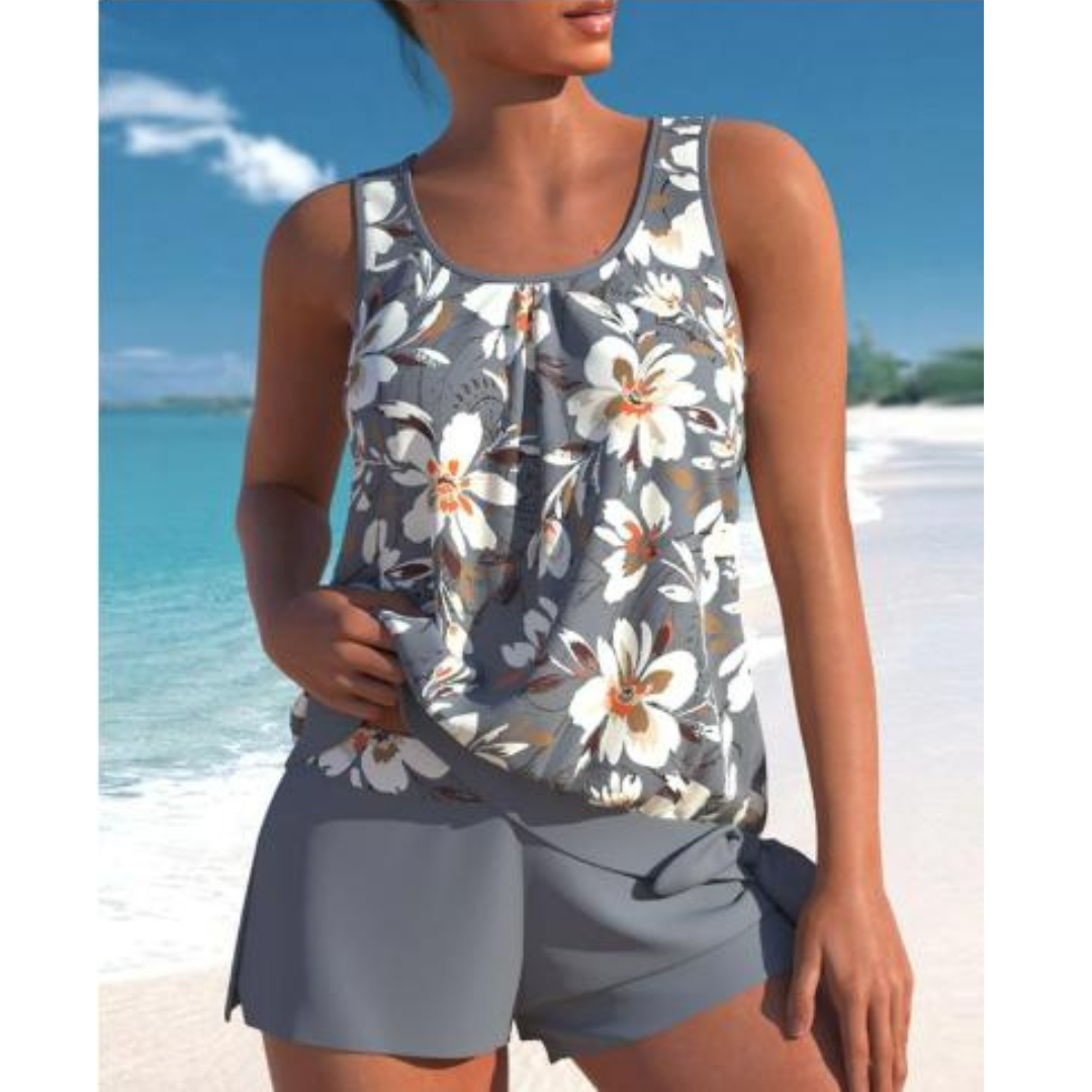 2-delige tankini set - bloemenprint dames zwemkleding