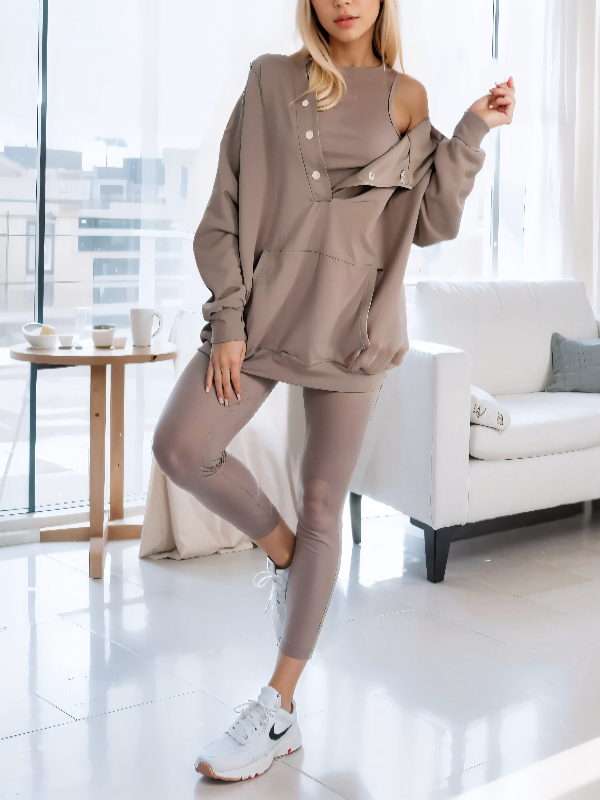 3-delige lounge set - trendy dames athleisure outfit