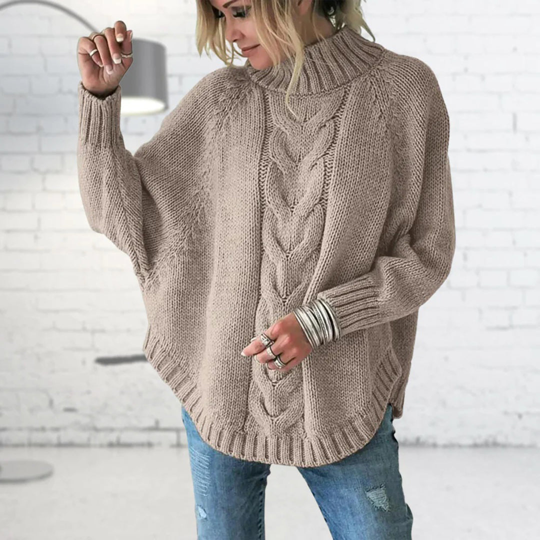 Dames oversized chunky knit trui - hoge hals cozy trui voor een casual look