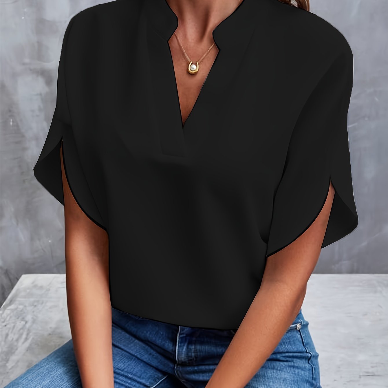 Dames casual blouse - lichtgewicht relaxte fit top - elegante korte mouwen voor dagelijks gebruik