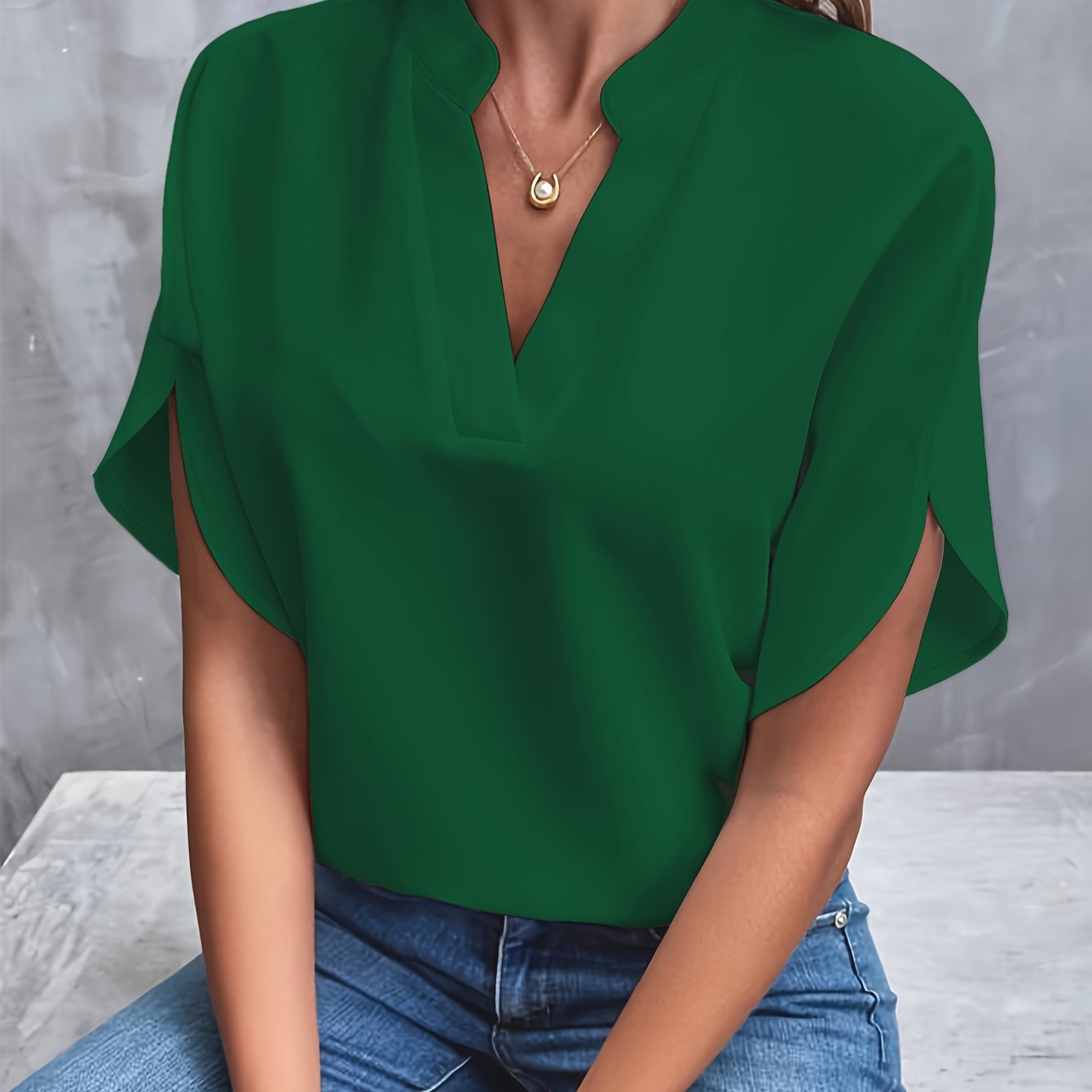 Dames casual blouse - lichtgewicht relaxte fit top - elegante korte mouwen voor dagelijks gebruik