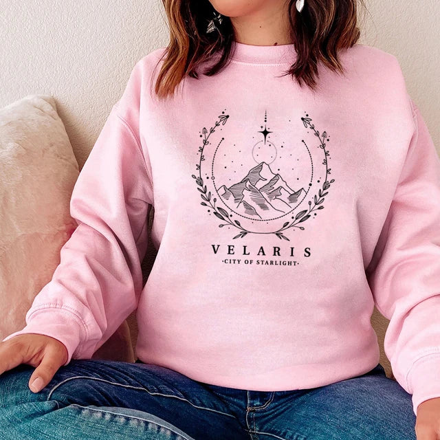 Velaris sweatshirt - dames pullover met grafisch bergontwerp - Bakkermode.nl