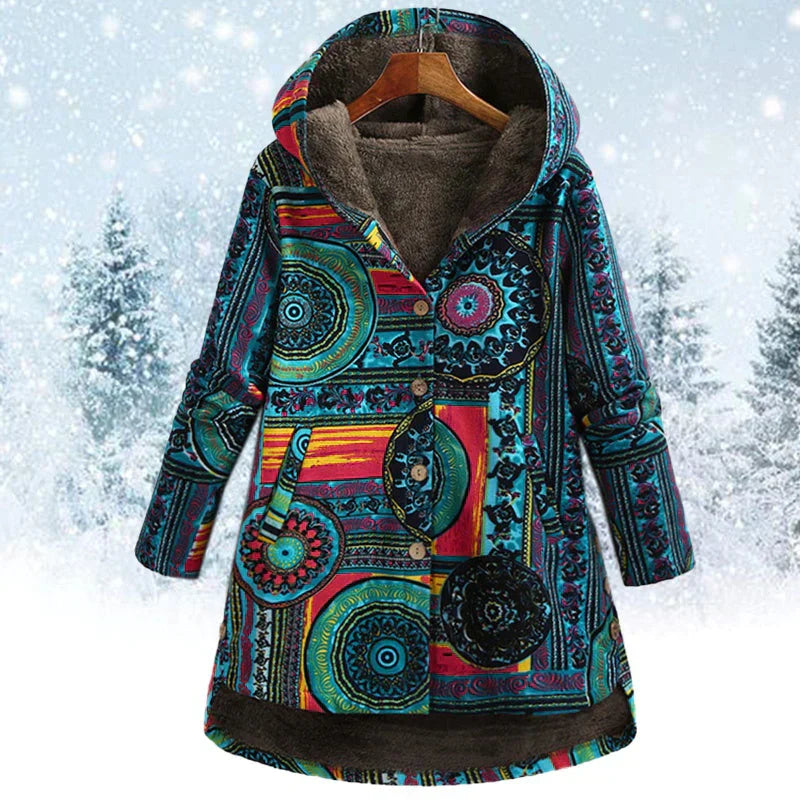 Dames gebreide winterjas - chique warme hoodie jacket