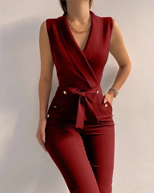 Dames casual jumpsuit met mouwloos ontwerp - elegante outfit voor een avondje uit