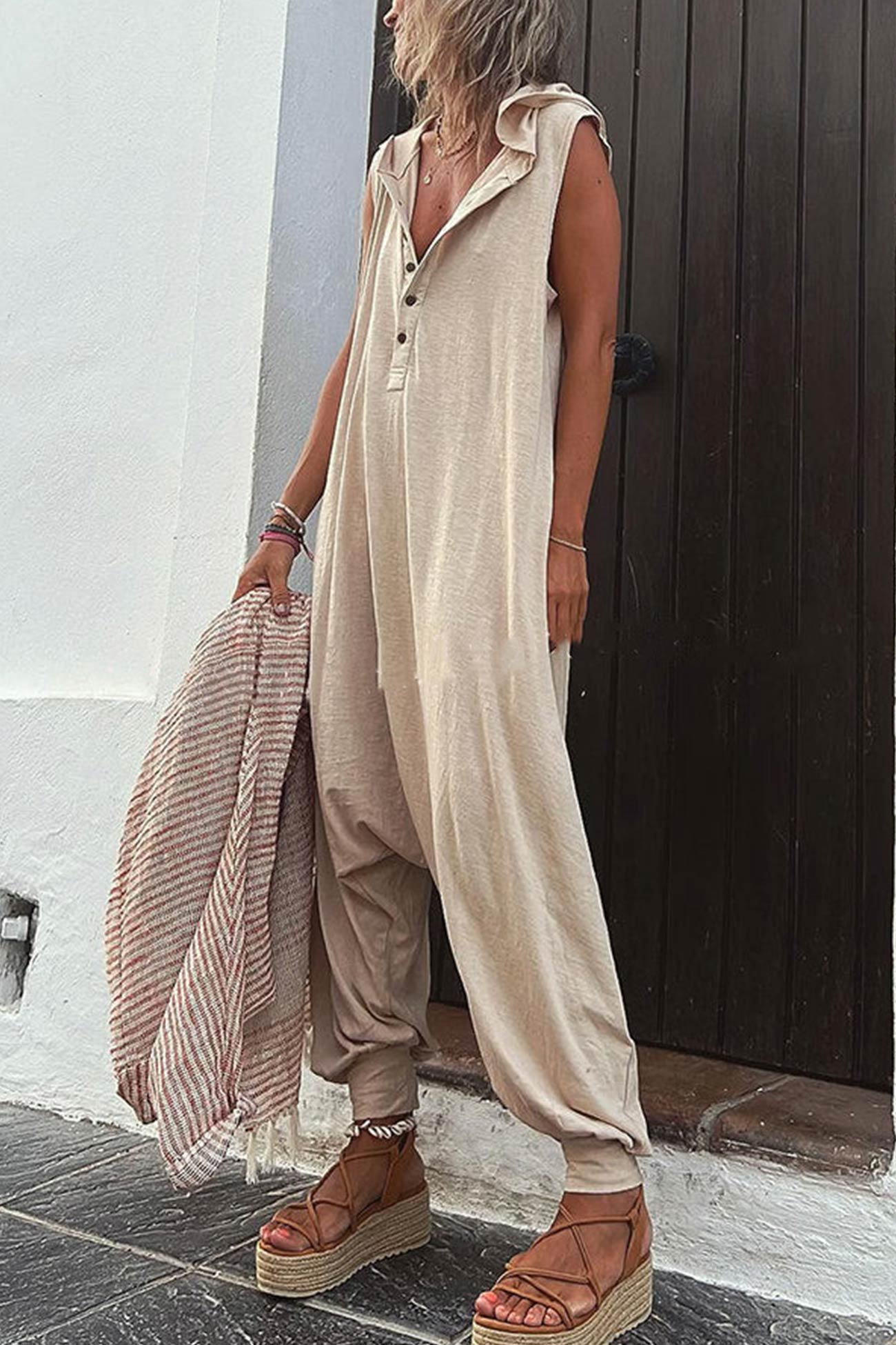 Dames jumpsuit met relaxte pasvorm - zachte stof casual wear