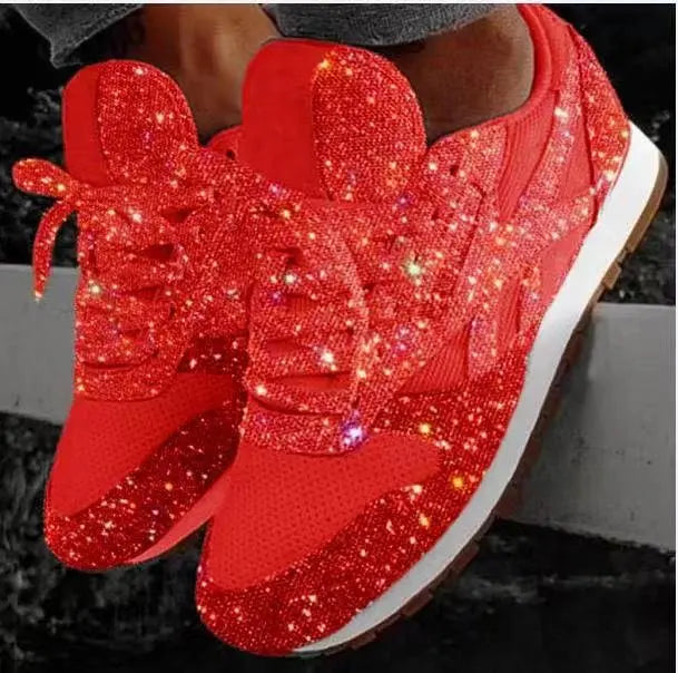 Dames hardloopschoenen - trendy glittersneakers met sterrenprint voor casual gebruik