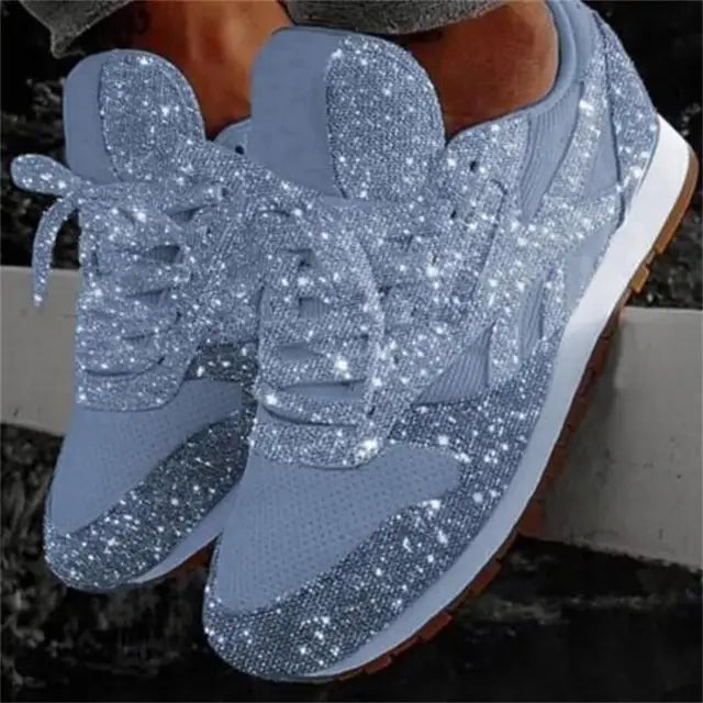 Dames hardloopschoenen - trendy glittersneakers met sterrenprint voor casual gebruik