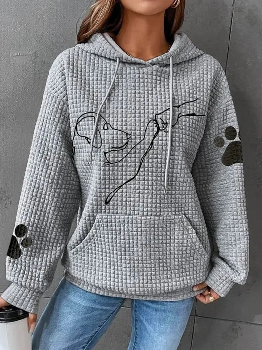 Dames casual hoodie - sweatshirt met hondenprint voor relaxte uitjes