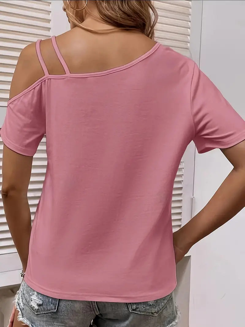 Dames cold shoulder t-shirt - relaxte fit voor casual momenten