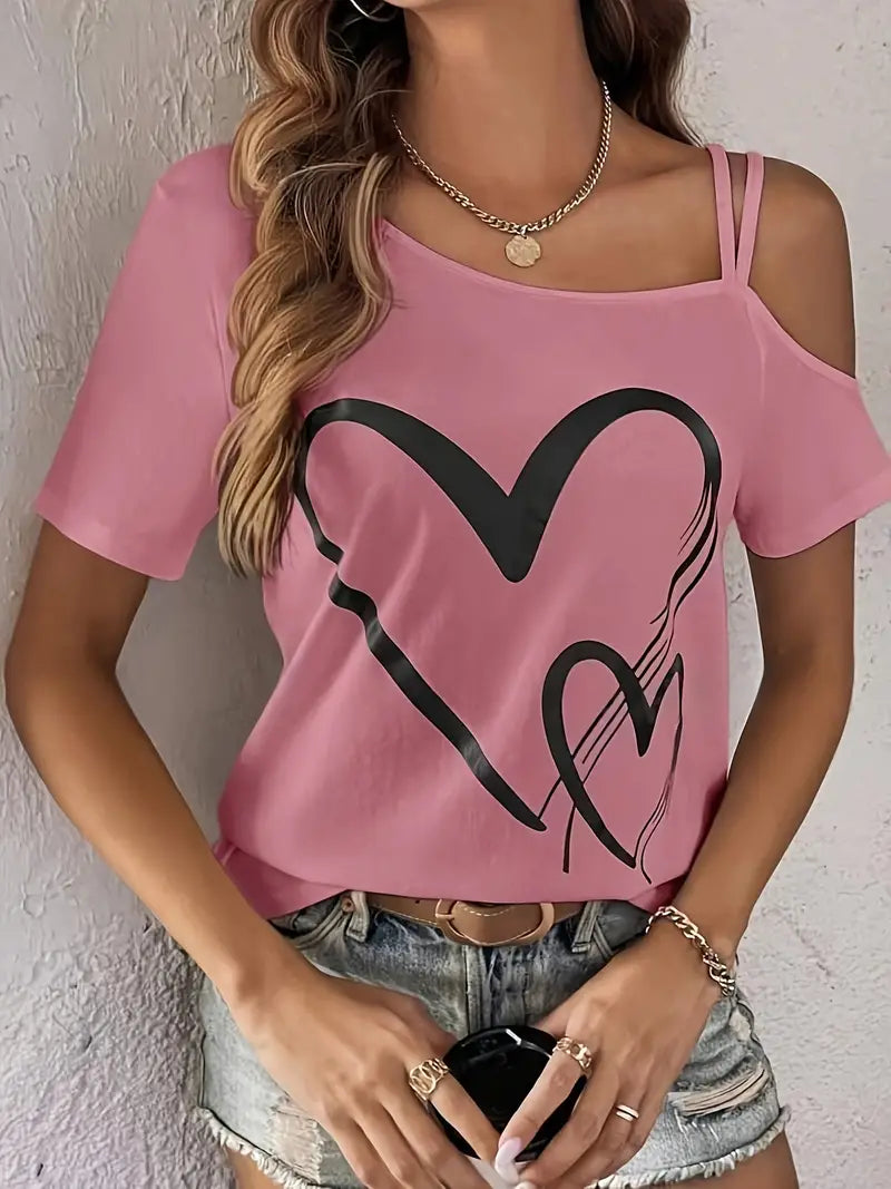 Dames cold shoulder t-shirt - relaxte fit voor casual momenten