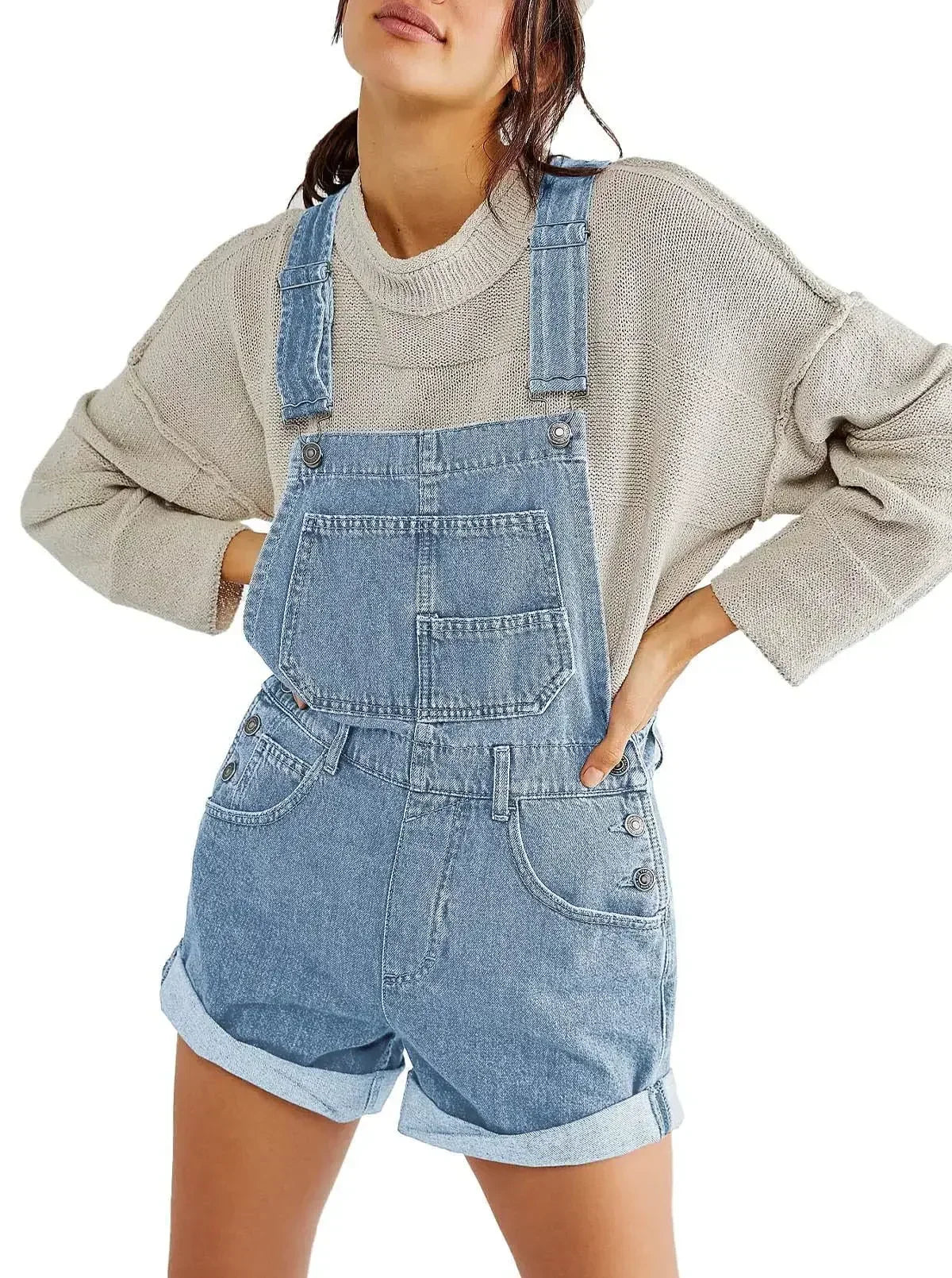 Dames denim tuinbroek - klassieke casual stijl voor dagelijks gebruik - relaxed fit, zachte denim overalls