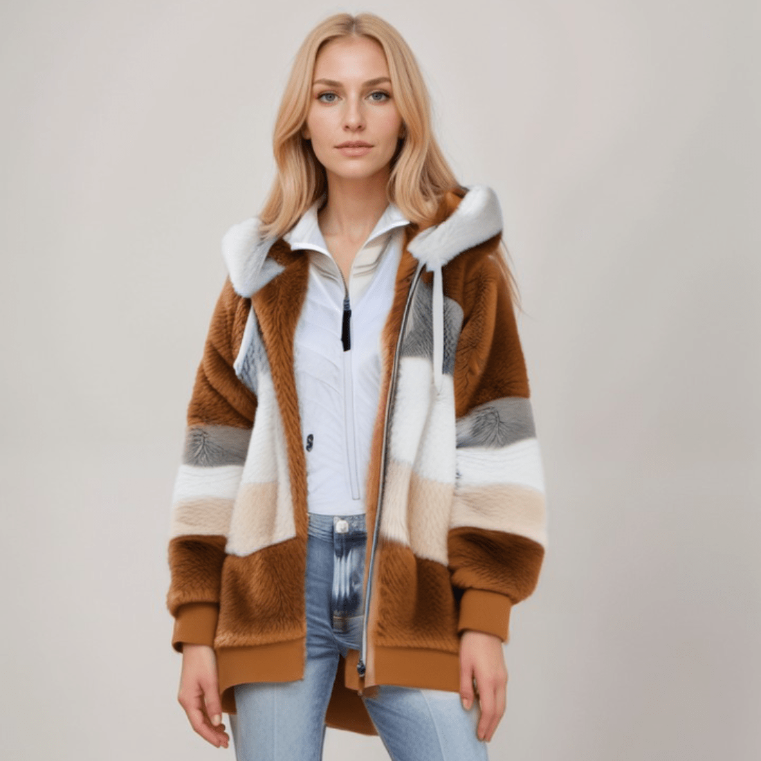 Dames fleece hoodie - zachte casual jas met rits voor dagelijks gebruik