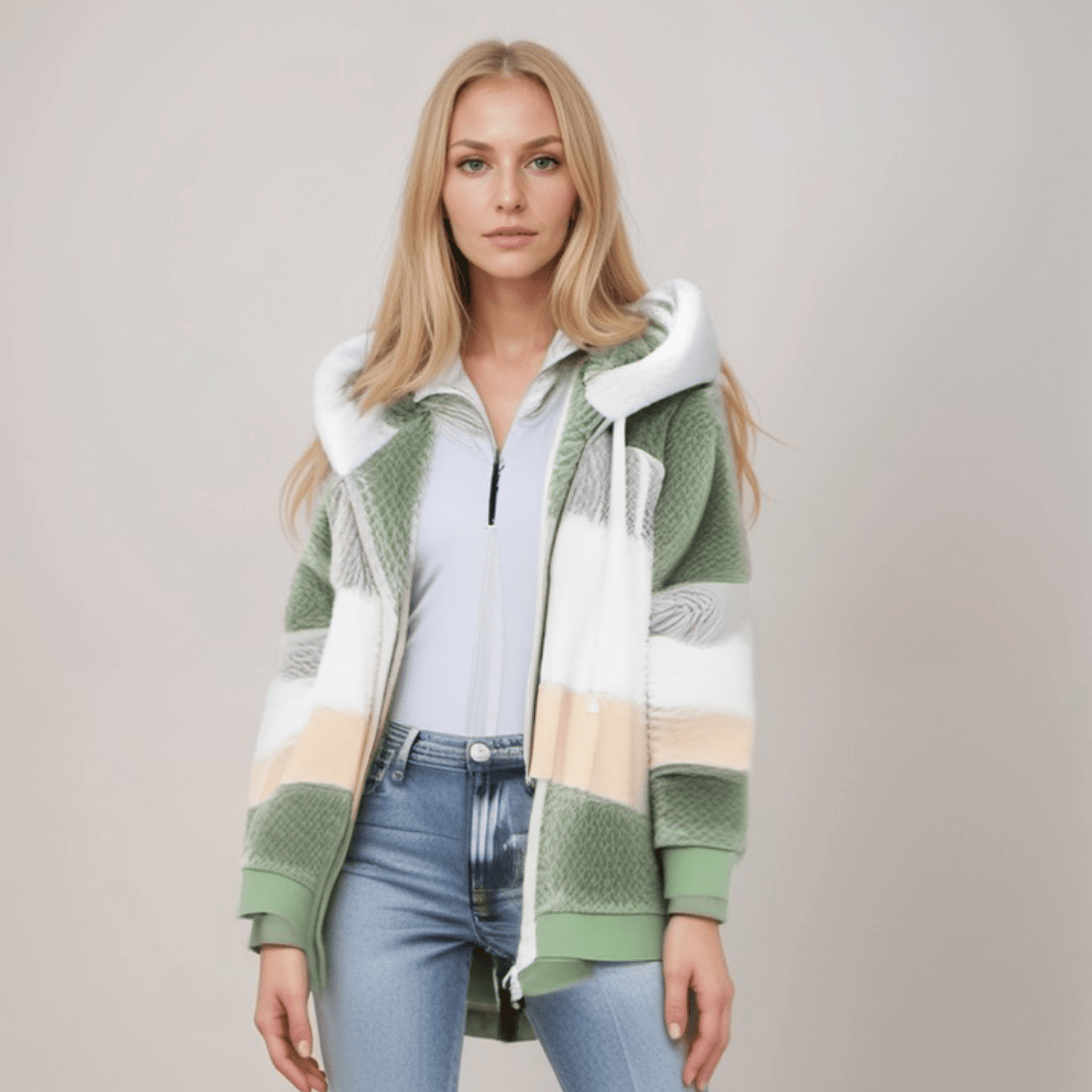 Dames fleece hoodie - zachte casual jas met rits voor dagelijks gebruik