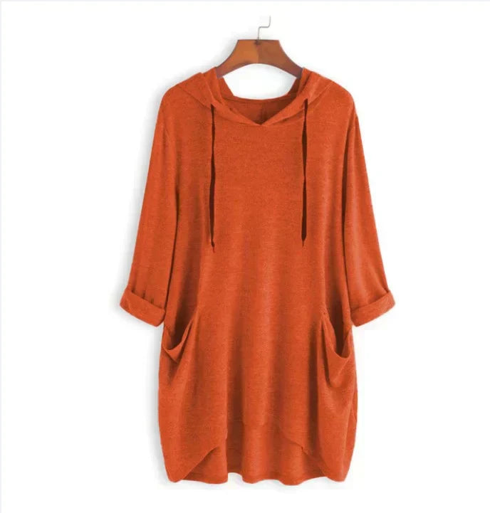 Dames hoodie tuniek met relaxte pasvorm en zakken - casual zachte top voor elke dag