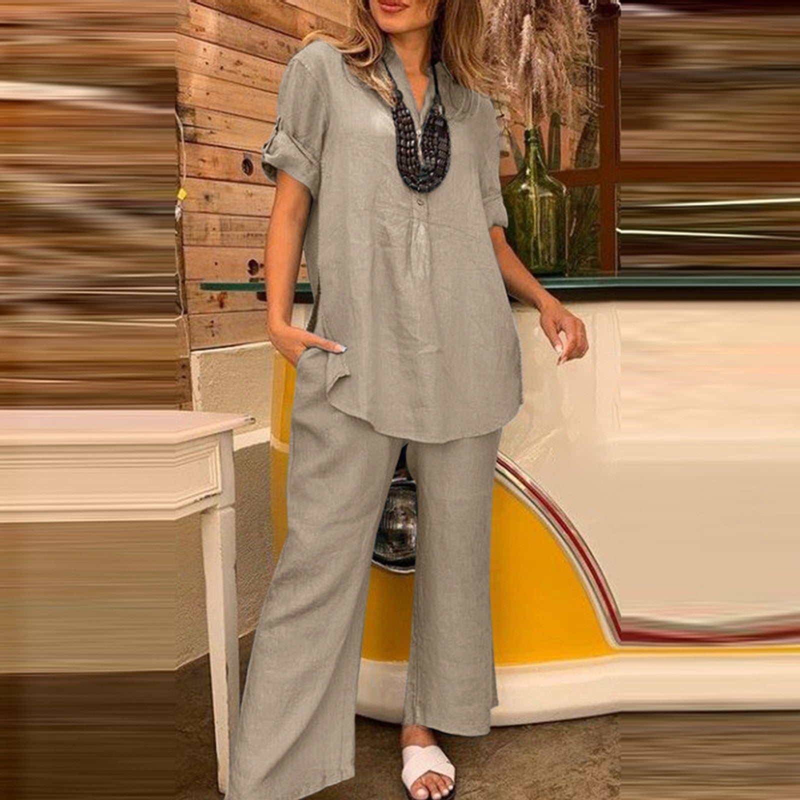 2-delige dames blouse- en broekset - stijlvolle casual look voor elke dag