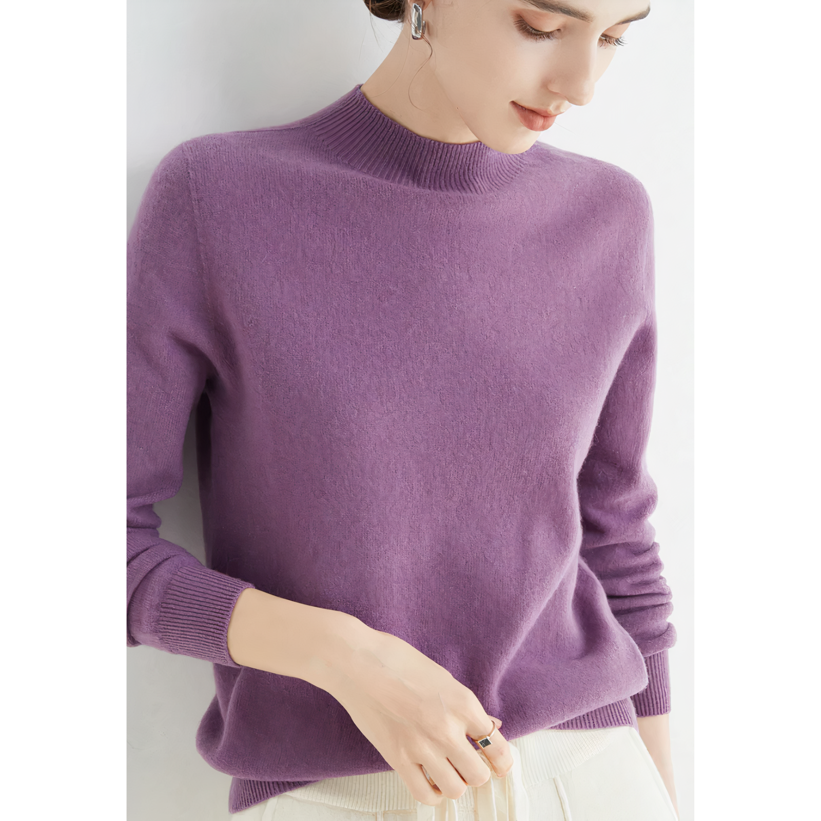 Damestrui luxe cashmere trui met hoge hals voor casual & op kantoor - gezellige en elegante breiwerk voor dagelijks gebruik