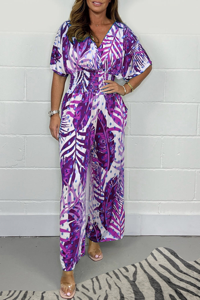 Dames jumpsuit met relaxte fit en bloemenprint - veelzijdige casual outfit voor elke gelegenheid