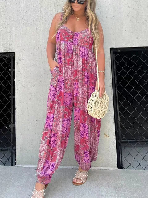 Dames bloemen jumpsuit - lichtgewicht zomerkleding voor ontspannen buitenactiviteiten