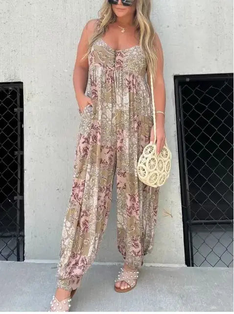 Dames bloemen jumpsuit - lichtgewicht zomerkleding voor ontspannen buitenactiviteiten