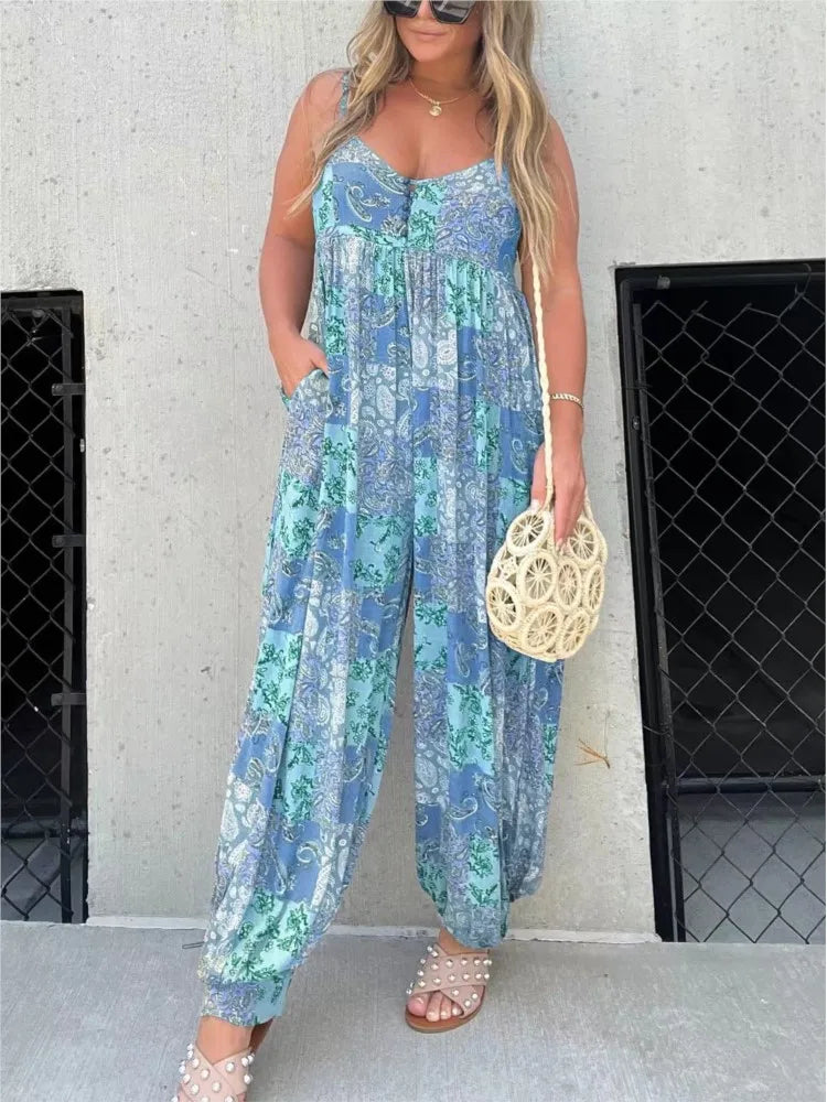 Dames bloemen jumpsuit - lichtgewicht zomerkleding voor ontspannen buitenactiviteiten