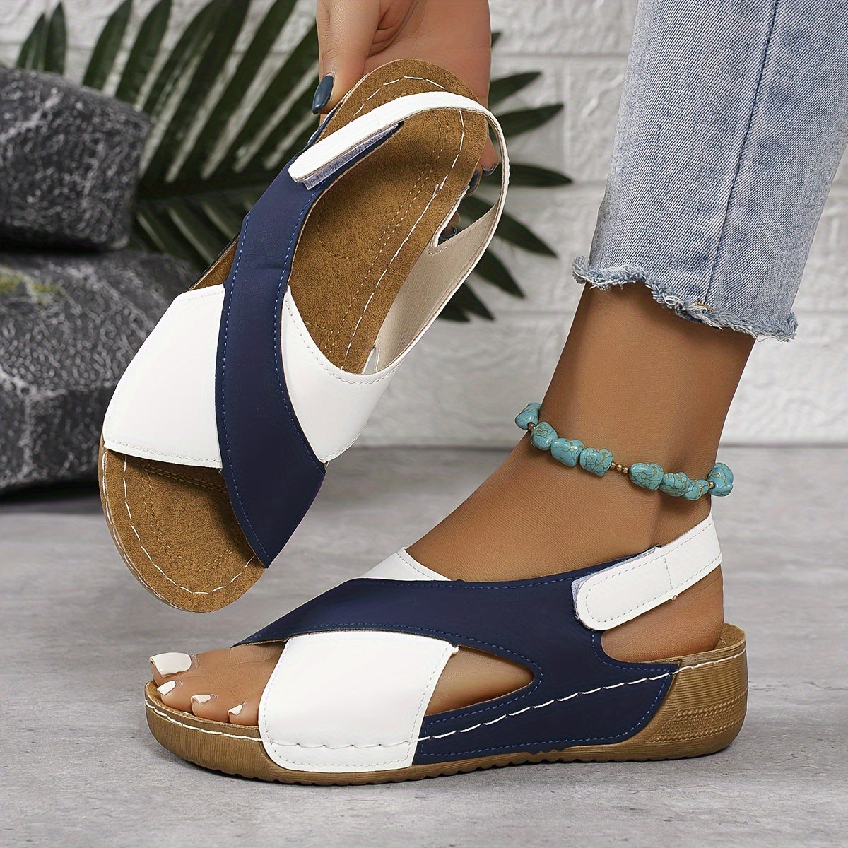 Dames wedge sandalen met orthopedische ondersteuning - casual instappers voor dagelijkse uitjes