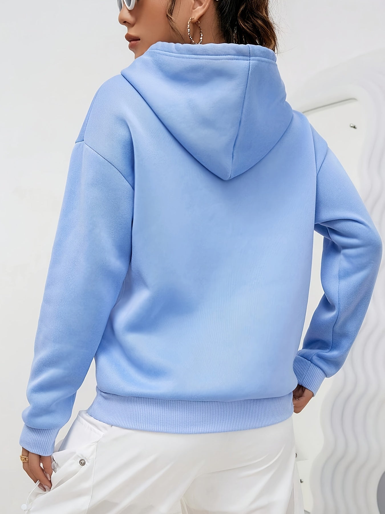Dames hoodie relaxte fit zachte katoenmix hemelsblauw - casual dagelijkse outfit