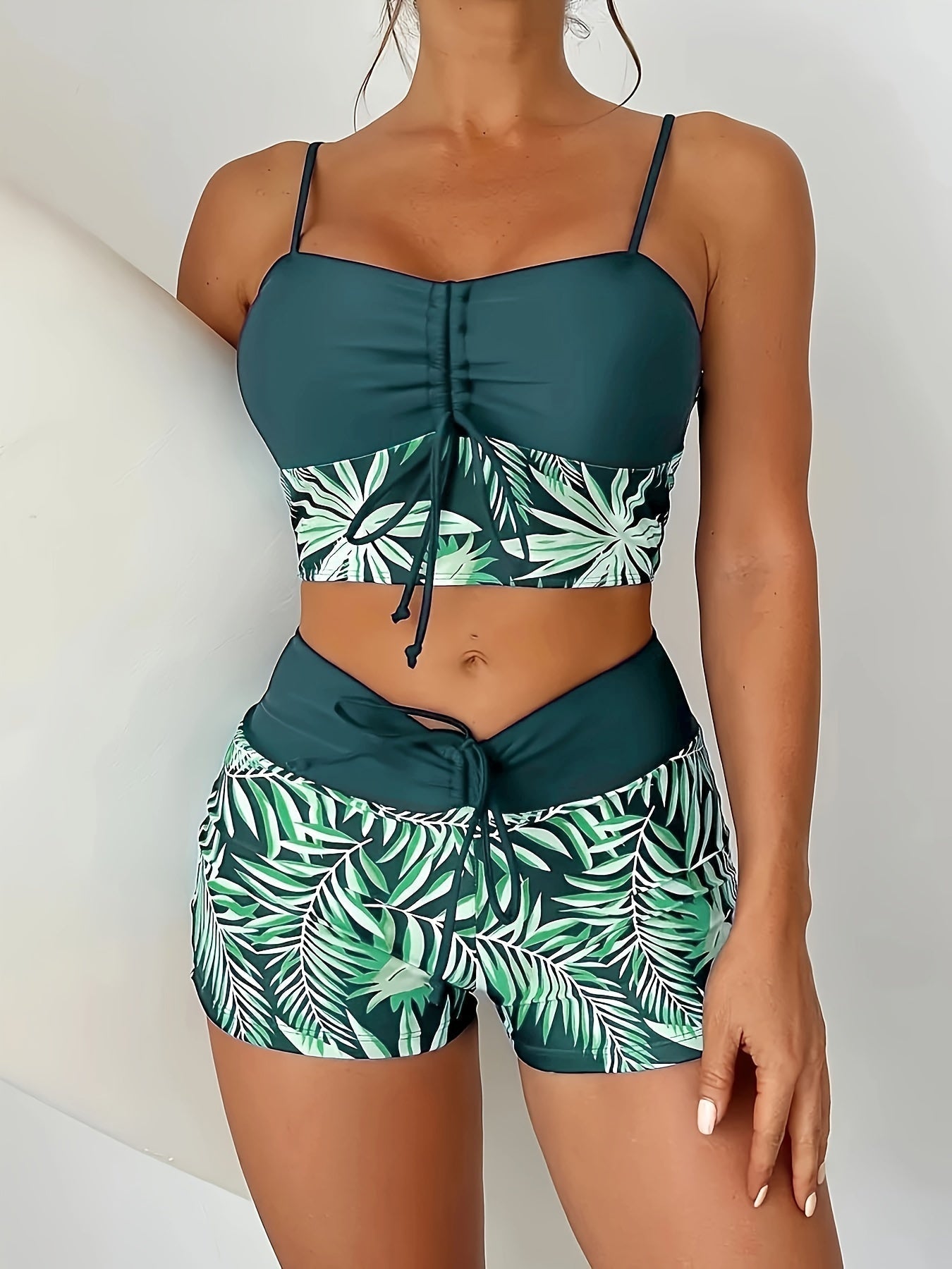 2-delige dames bikini set - trendy crop top en boyshorts
