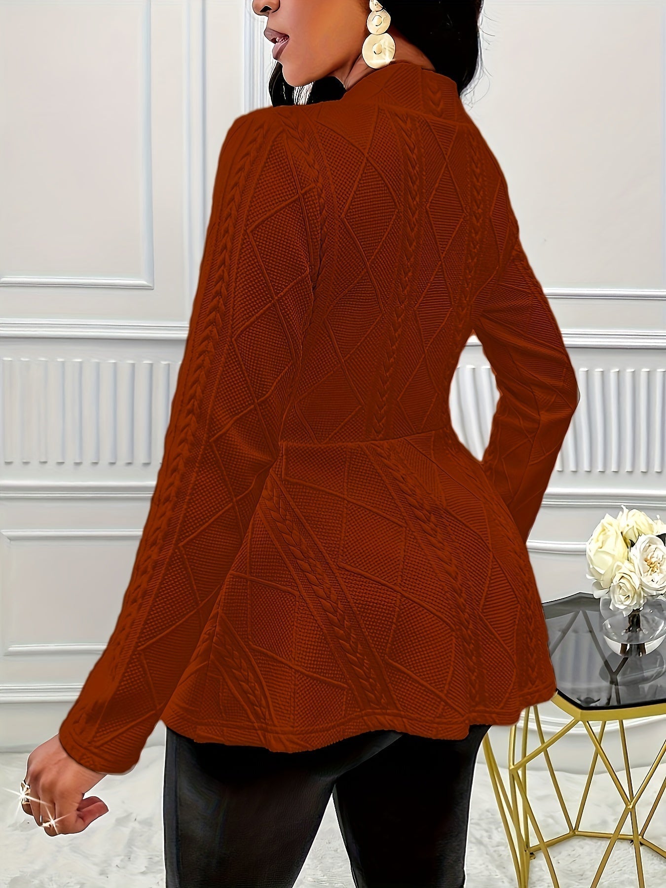 Dames textured blazer met lange mouwen - stijlvolle kantooroutfit