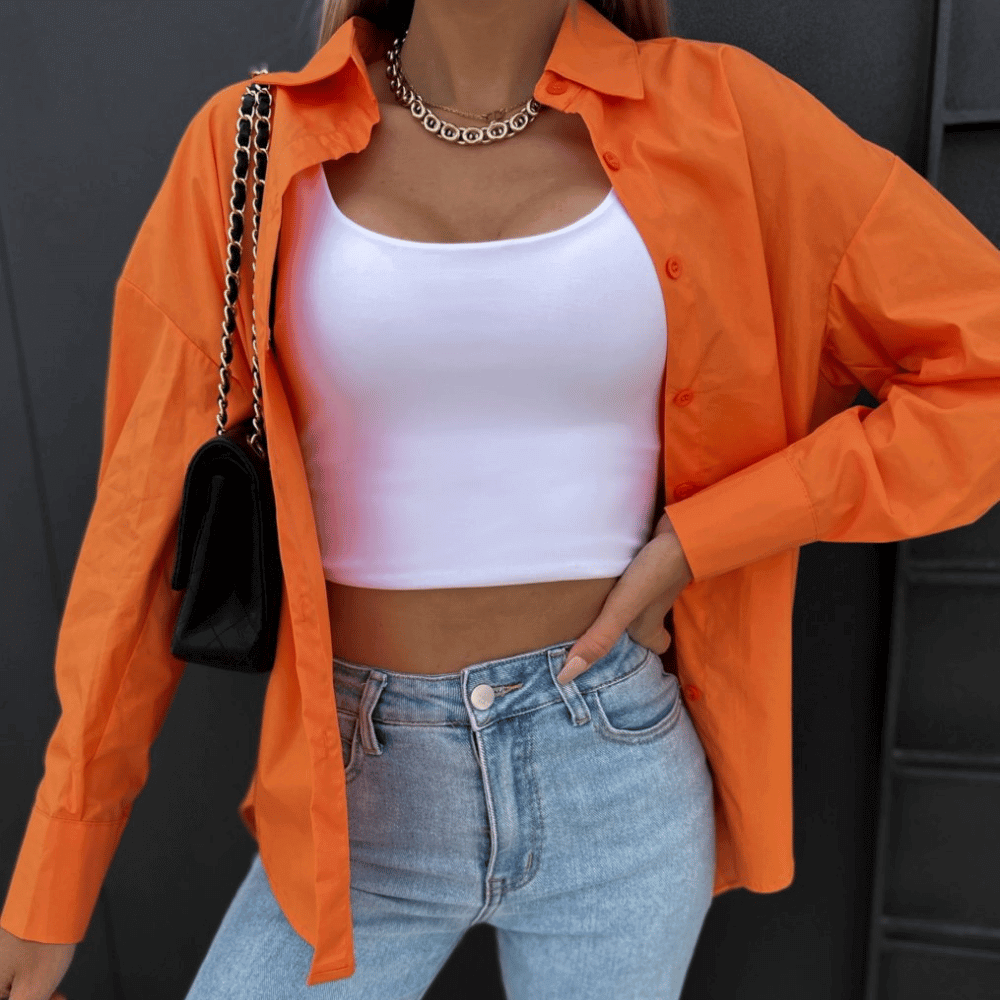 Dames oversized blouse van katoenmix voor dagelijkse casual looks - losse shirt voor vrouwen