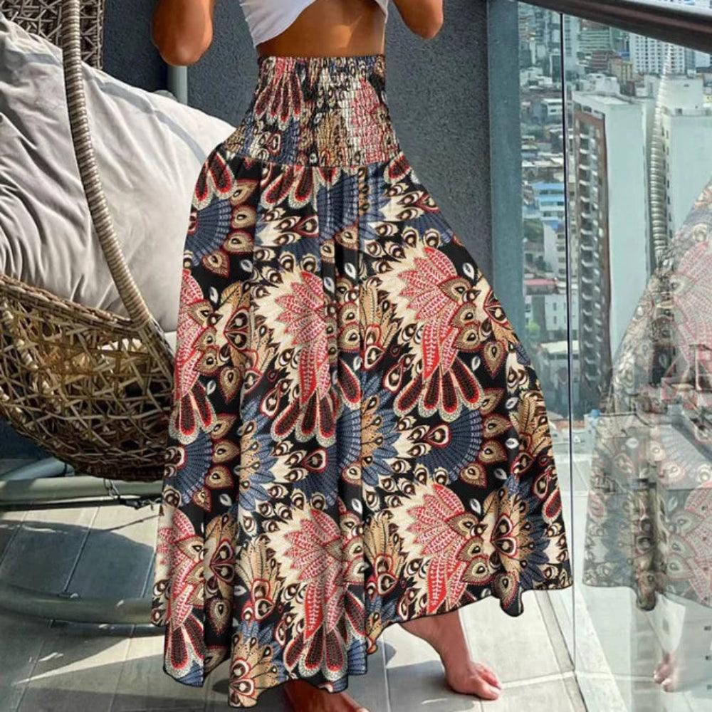 Maxi rok - elegante hoge taille damesrok met tropische print