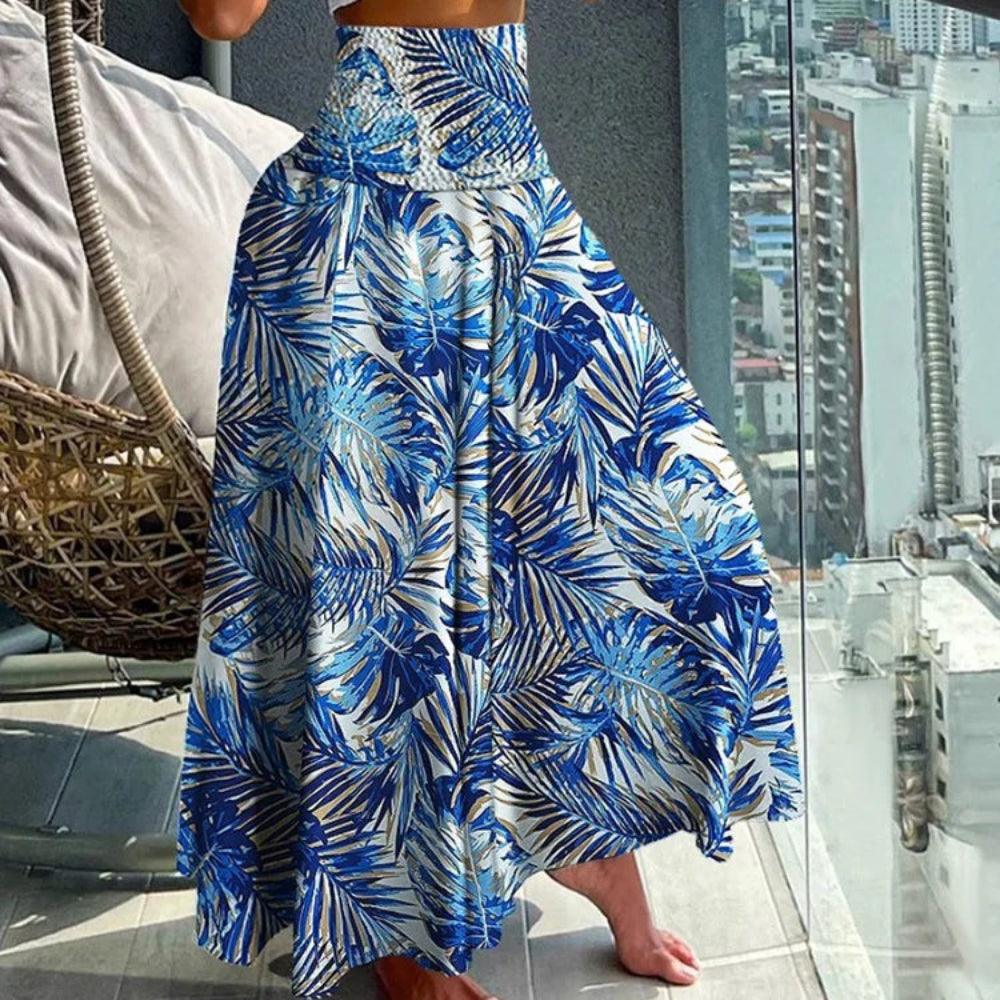 Maxi rok - elegante hoge taille damesrok met tropische print