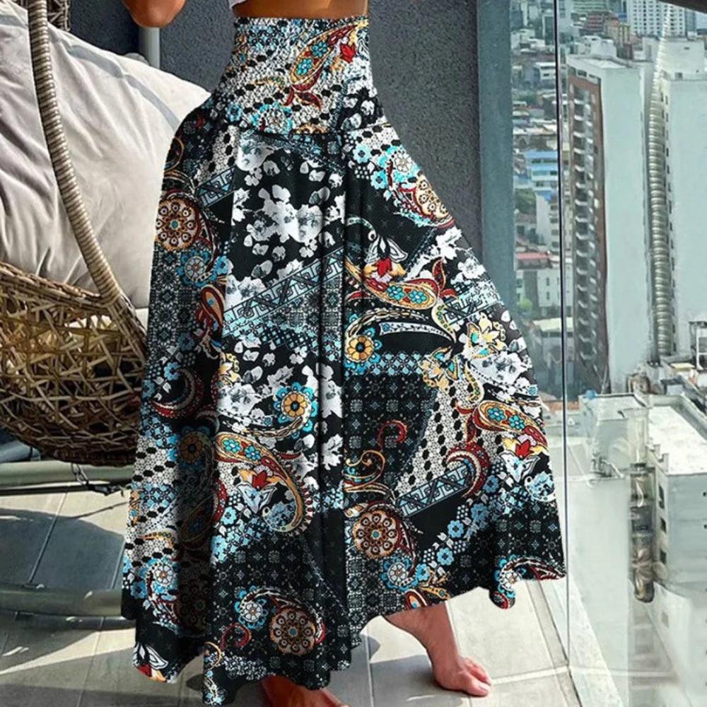 Maxi rok - elegante hoge taille damesrok met tropische print