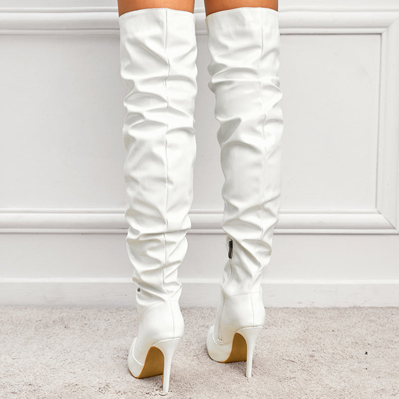 Over-the-knee laarzen - stijlvolle dames faux latex hoge hakken
