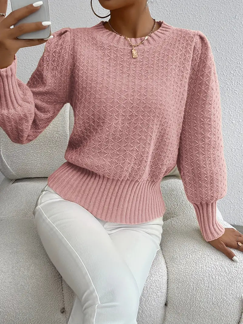 Garen gebreide trui - stijlvolle dames pullover met pofmouwen