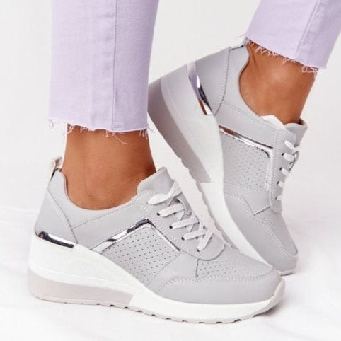 Dames casual sneakers - stijlvolle ademende schoenen met wedge hak