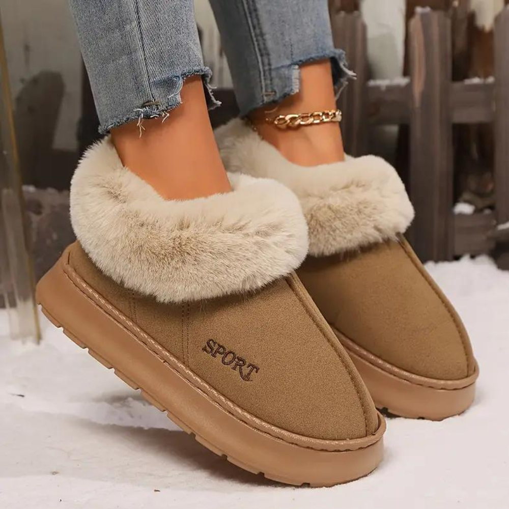 Faux leren slippers - gezellige dames binnenschoenen