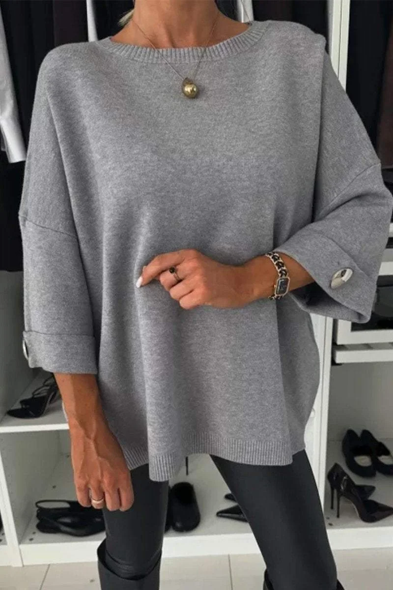 Trui top - stijlvolle losse fit dames gebreide jumper - Bakkermode.nl