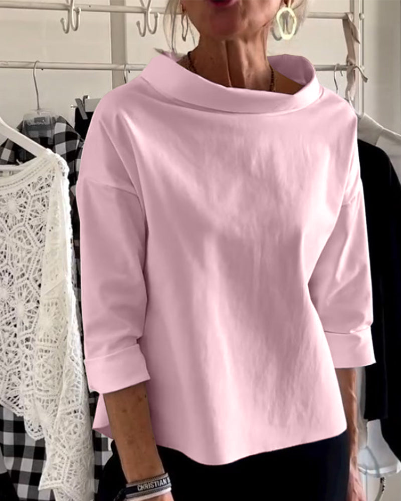 Dames casual blouse met driekwartmouwen – elegante everyday look in ademend materiaal voor op kantoor of in het weekend