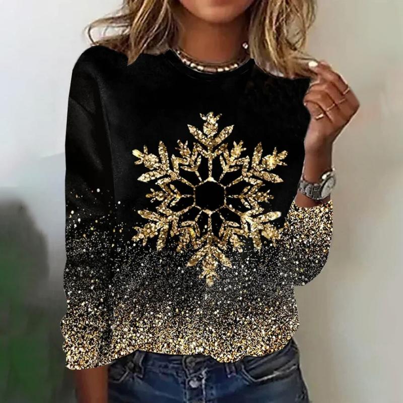Dames zwart trui met sneeuwvlok ontwerp - elegante glitterdetails voor casual looks