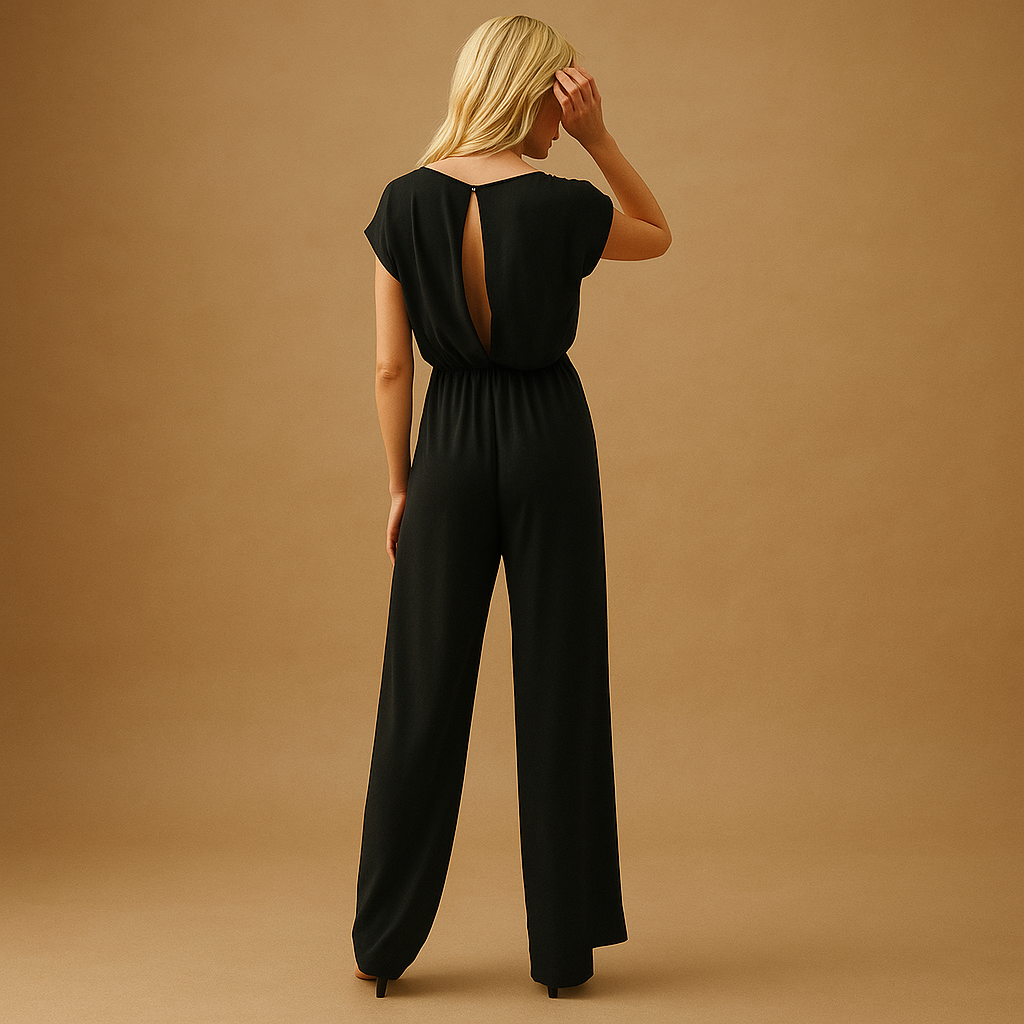 Dames jumpsuit met v-hals - stijlvolle wijde pijpen voor casual of kantoorgebruik