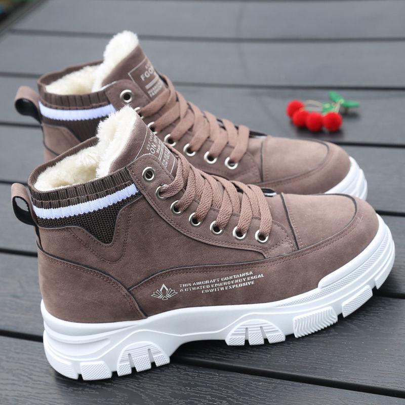 Hoge winterboots - dames sneakers met nepleren bontvoering