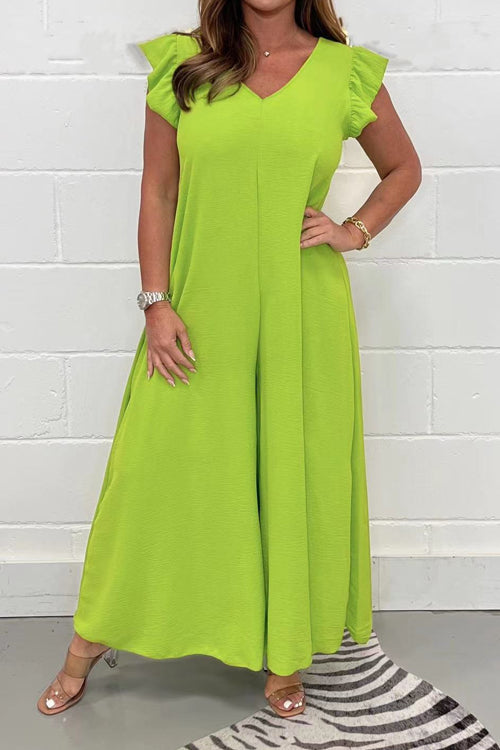 Maxi jurk voor dames met ruffle mouwen - elegante zomeroutfit voor tuinfeesten