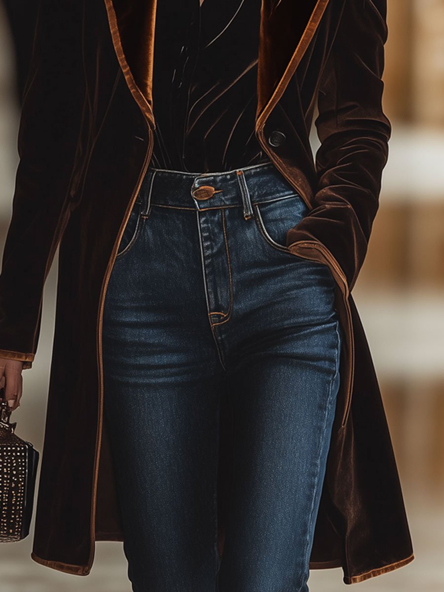 Velvet jas - elegante lange damesouterwear