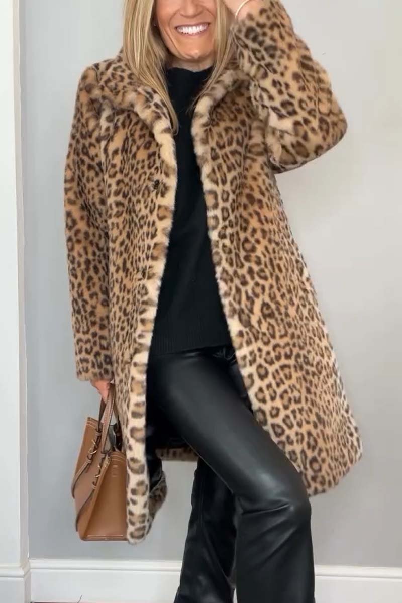 Leopardprint nepleer coat - stijlvolle dames winteroutdoor - Bakkermode.nl