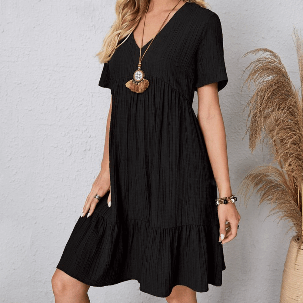 Dames casual zomerkleed met relaxte pasvorm van lichtgewicht stof - voor tuinfeesten en dagjes weg