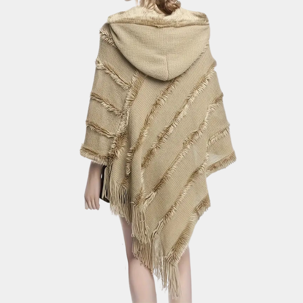 Khaki poncho - stijlvolle zachte wrap voor dames