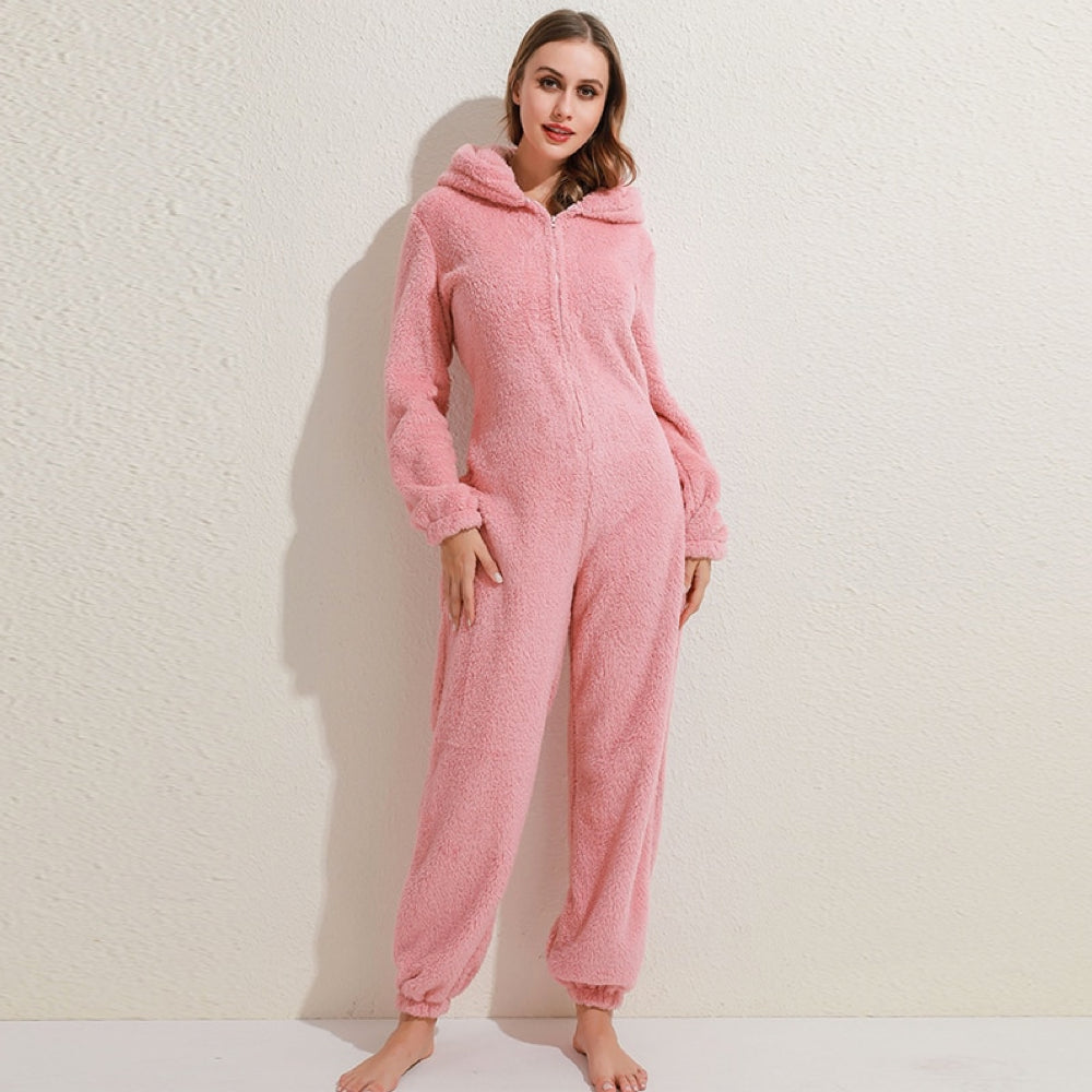 Fleece onesie met oren - uitnodigende loungewear voor dames
