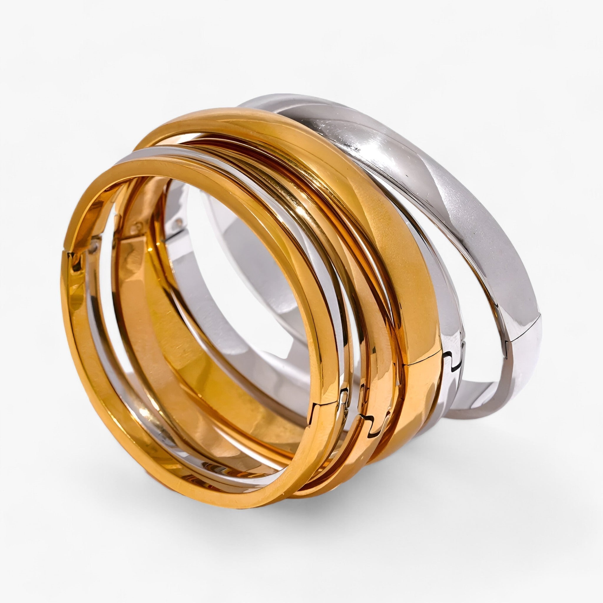 5-delige bangle set - verfijnde gouden en zilveren armbanden voor dames