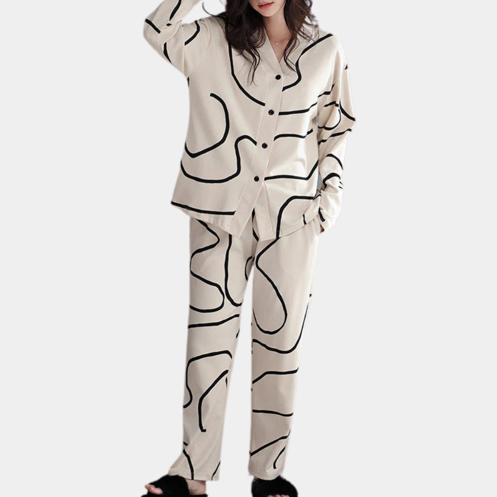 2-delige luxe pyjama set in wit voor dames - gezellige loungewear