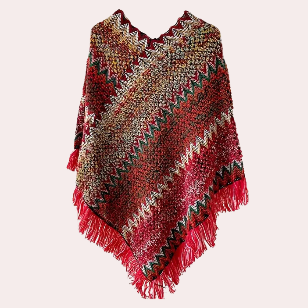 Gebreide poncho - stijlvolle dameswrap met franjes
